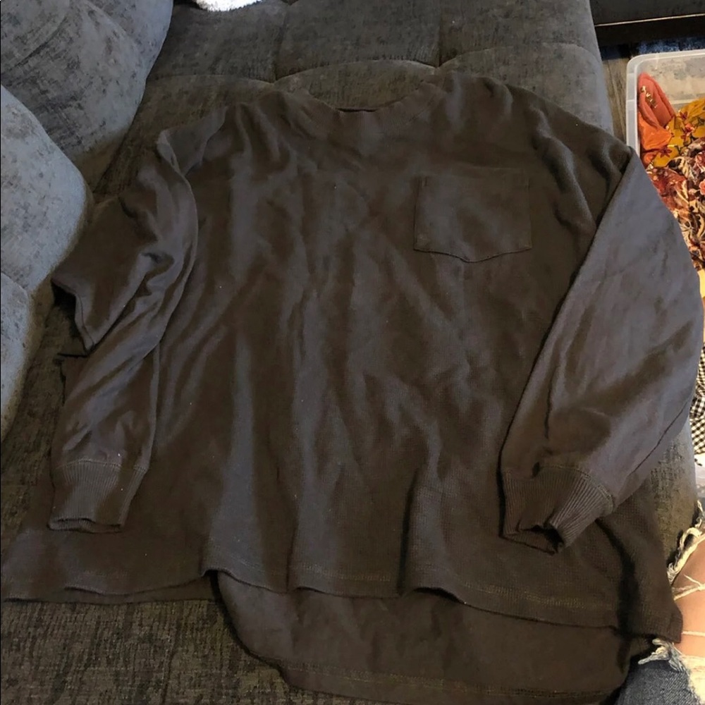 UO waffle knit pocket long sleeve